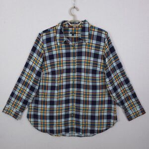Talbots Top Blouse Women Plus 2X Plaid Long Sleeve Lightweight Capsule Button Up